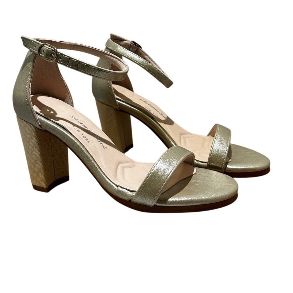 Antonia Saint Tina Party Block Heel Gold Metallic, Size 8.5